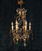Fabulous Vintage Italian 6 Arm Caged Tole Murano Fruits Chandelier Light