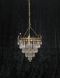 Fabulous Antique French Brass 4 Tier Waterfall Crystal Chandelier Ceiling Light