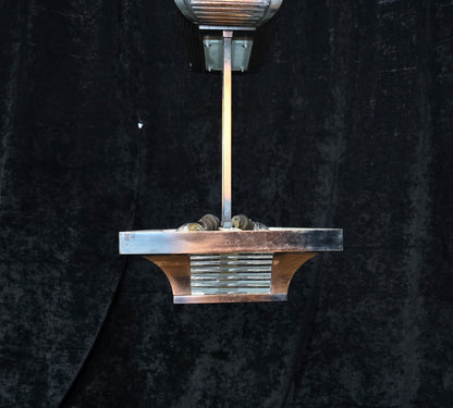 Heavy Antique French Art Deco Henri Petitot Atelier Copper 2 Light Chandelier