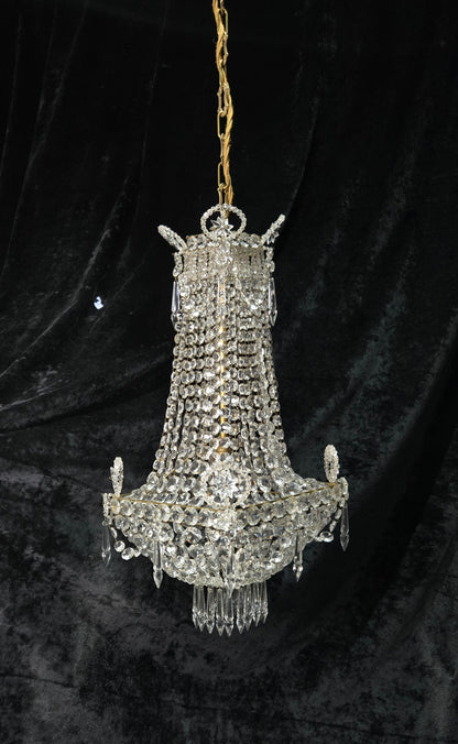 Fabulous Antique French 1 Light Montgolfiere Crystal Chandelier Ceiling Light