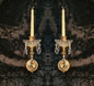 Elegant Pair Vintage Italian 1 Arm Crystal Brass Candle Wall Lights Sconces
