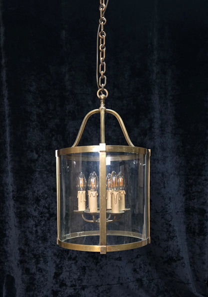 Grand Large Chateau Quality Heavy Antique French 6 Light Brass Cylinder Lantern