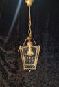 Classical Vintage French 1 Light Brass Bevelled Cut Glass Lantern Ceiling Light