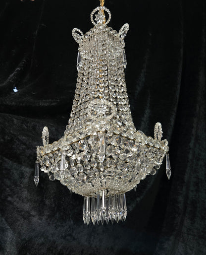Fabulous Antique French 1 Light Montgolfiere Crystal Chandelier Ceiling Light