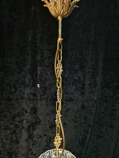 Stunning Heavy Antique French 3 Light Montgolfiere Crystal Brass Chandelier