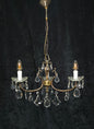 Lovely Vintage Italian 3 Arm Brass Foliage Crystal Chandelier Ceiling Light