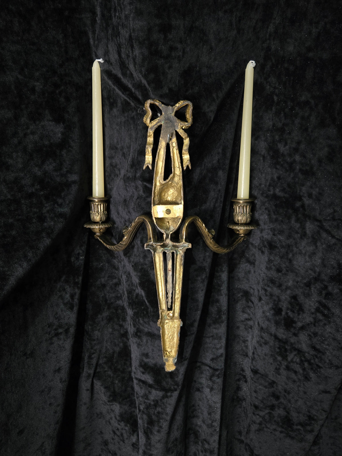 Fabulous Large Pair Antique French Brass 2 Arm Candle Wall Lights Sconces