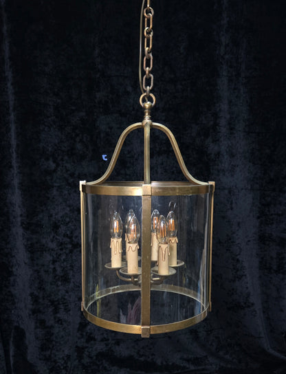 Grand Large Chateau Quality Heavy Antique French 6 Light Brass Cylinder Lantern