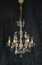 Beautiful Antique French 6 Arm Brass 3 Tier Crystal Chandelier Ceiling Light
