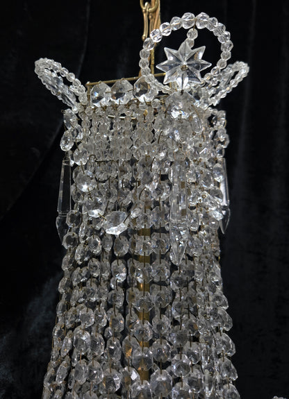 Fabulous Antique French 1 Light Montgolfiere Crystal Chandelier Ceiling Light