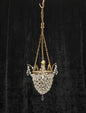 Beautiful Antique French Crystal Bag Brass Leaf Chandelier Ceiling Light
