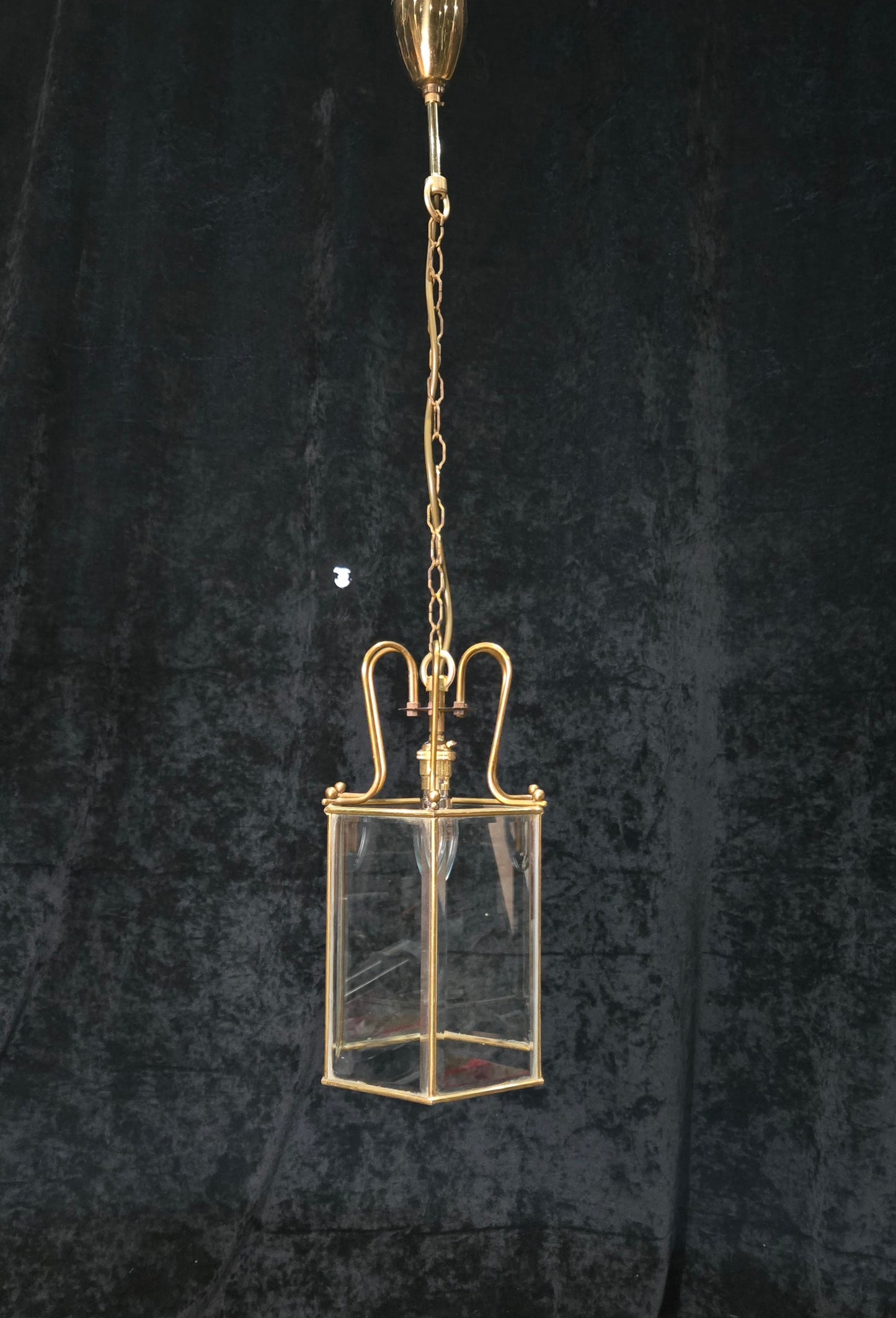 Classical Vintage Hexagon 1 Light Brass Bevelled Glass Lantern Ceiling Light