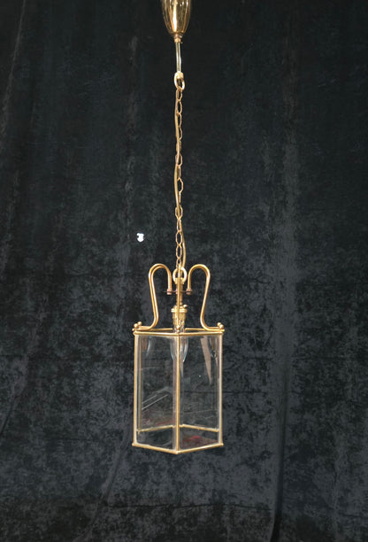 Classical Vintage Hexagon 1 Light Brass Bevelled Glass Lantern Ceiling Light