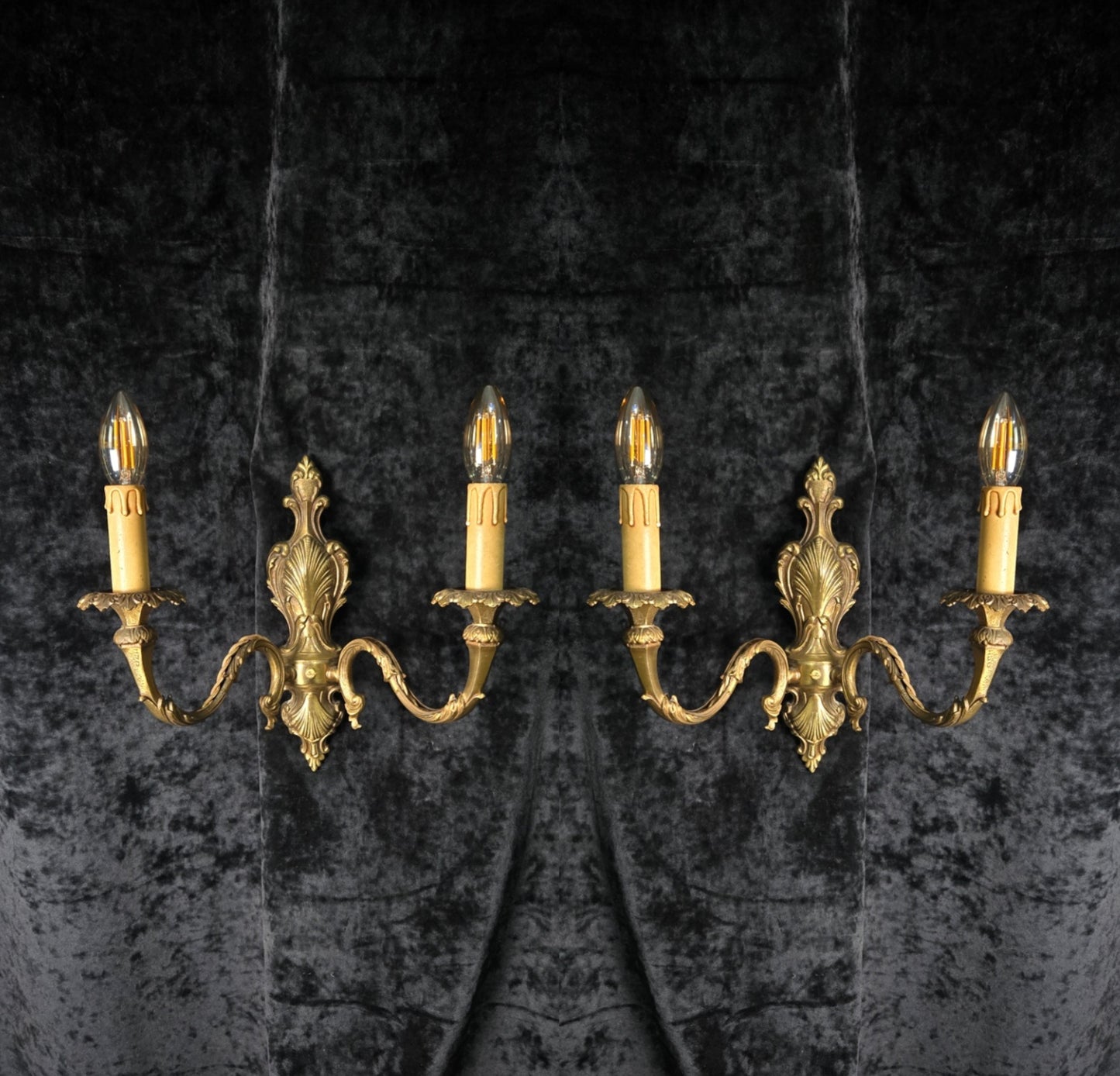 Fabulous Pair of Vintage 2 Arm Italian Brass Leaf Sconces Wall Lights