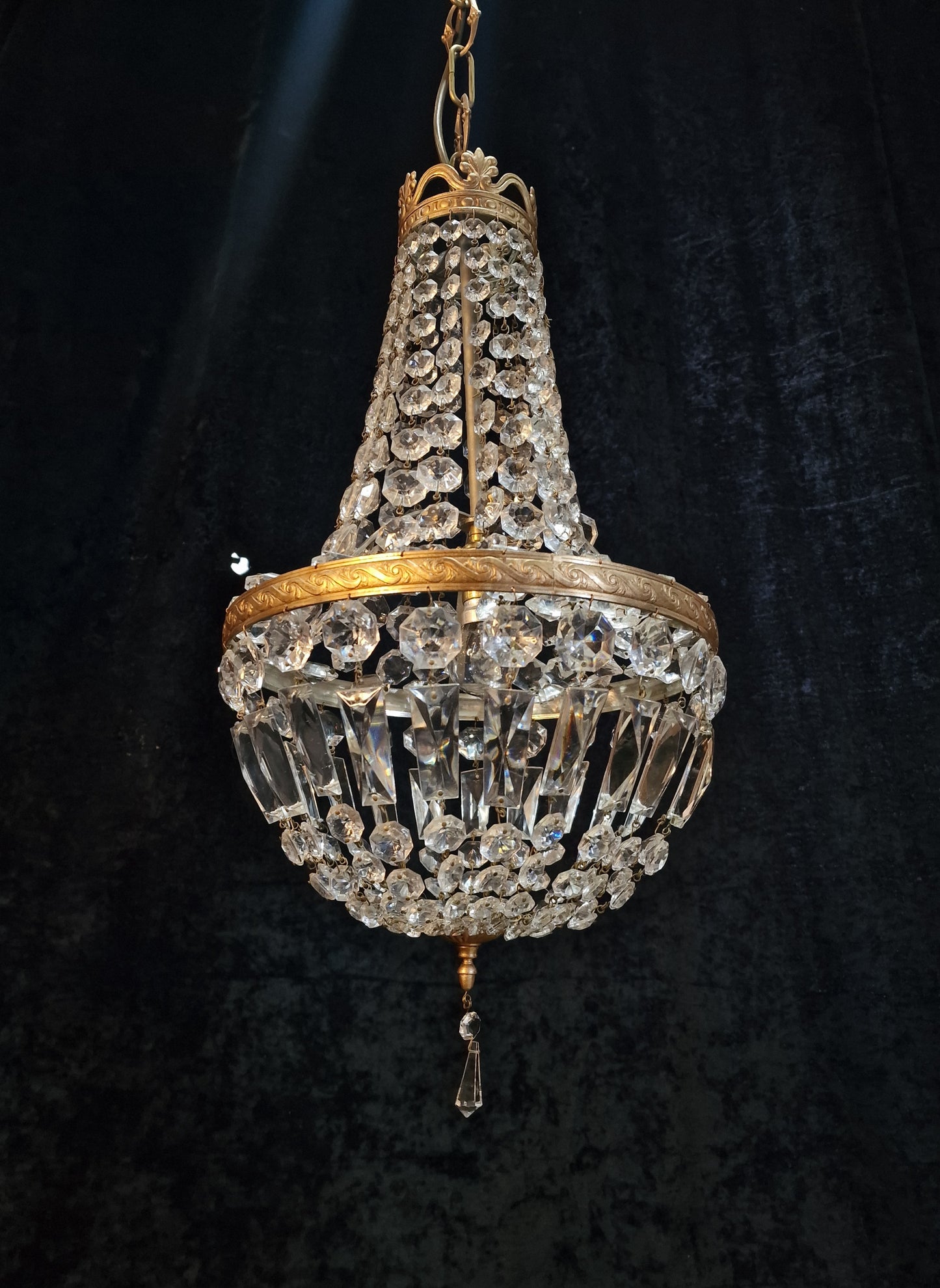 Traditional Vintage Italian 1 Light Gilded on Metal Montgolfiere Chandelier