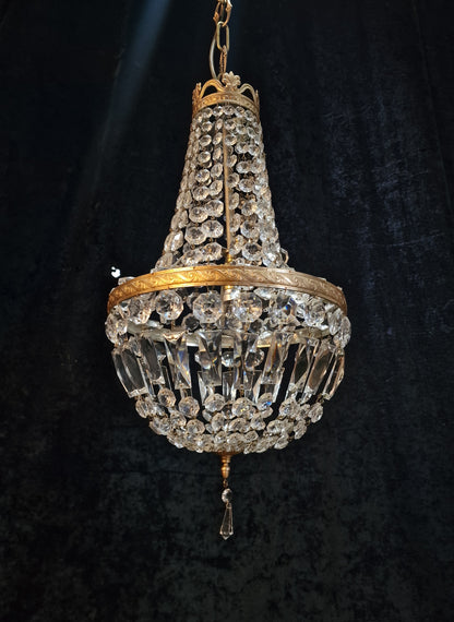 Traditional Vintage Italian 1 Light Gilded on Metal Montgolfiere Chandelier