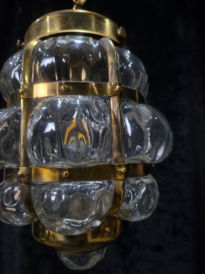 Decorative Murano Glass Antique Brass Bubble Lantern Ceiling Light