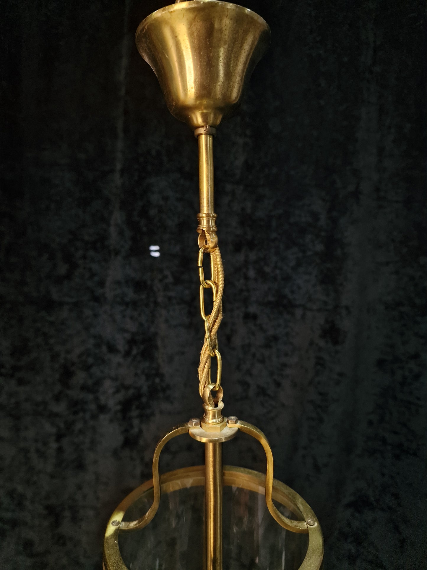 Classical Vintage French Cylinder Glass Brass 2 Light Lantern Hallway Light