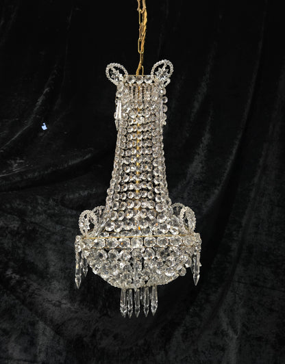 Fabulous Antique French 1 Light Montgolfiere Crystal Chandelier Ceiling Light