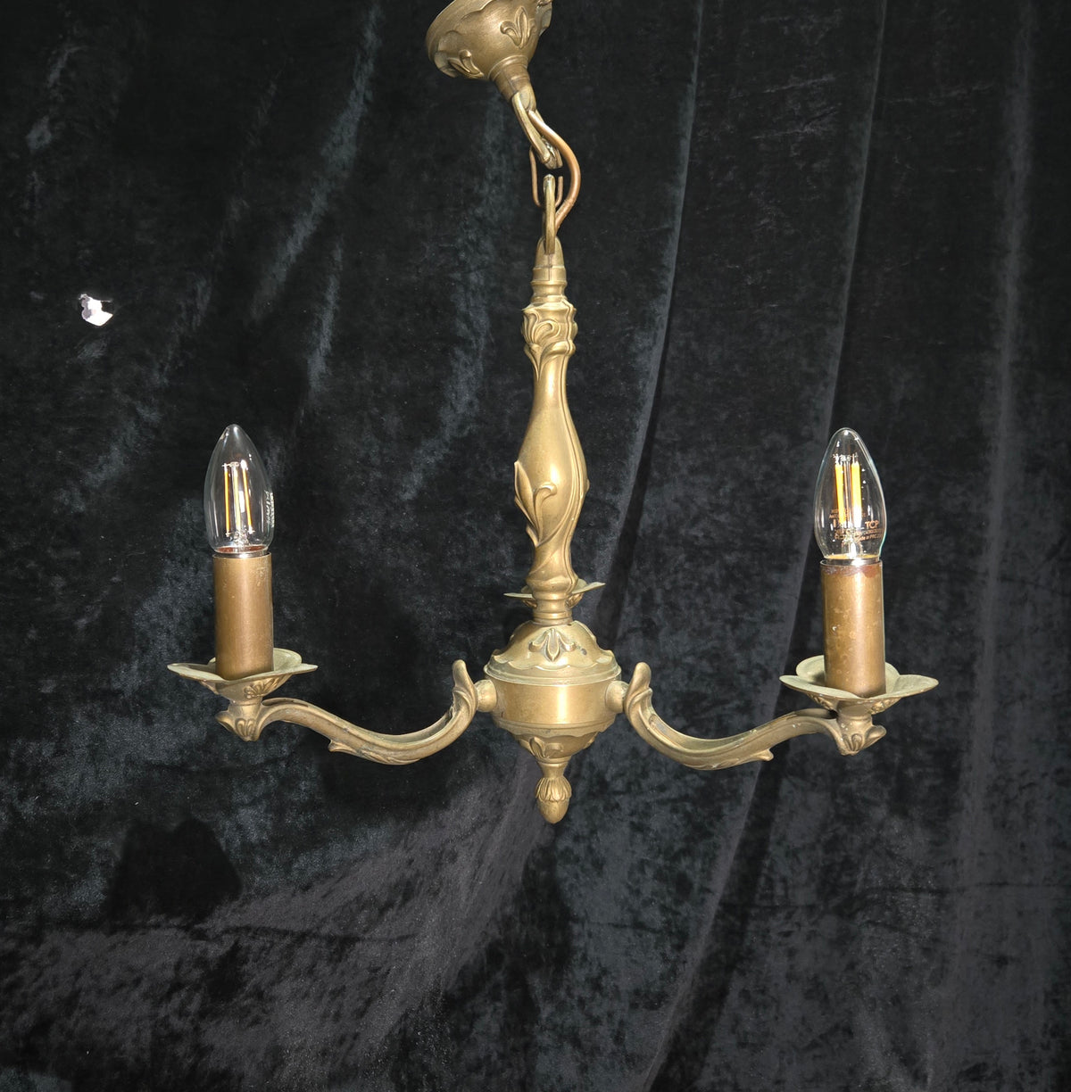 Art Nouveau Style Vintage French Bronze Veritable 3 Arm Chandelier Ceiling Light