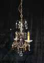 Exquisite Antique French 2 Arm Caged Murano Crystal Brass Chandelier Light