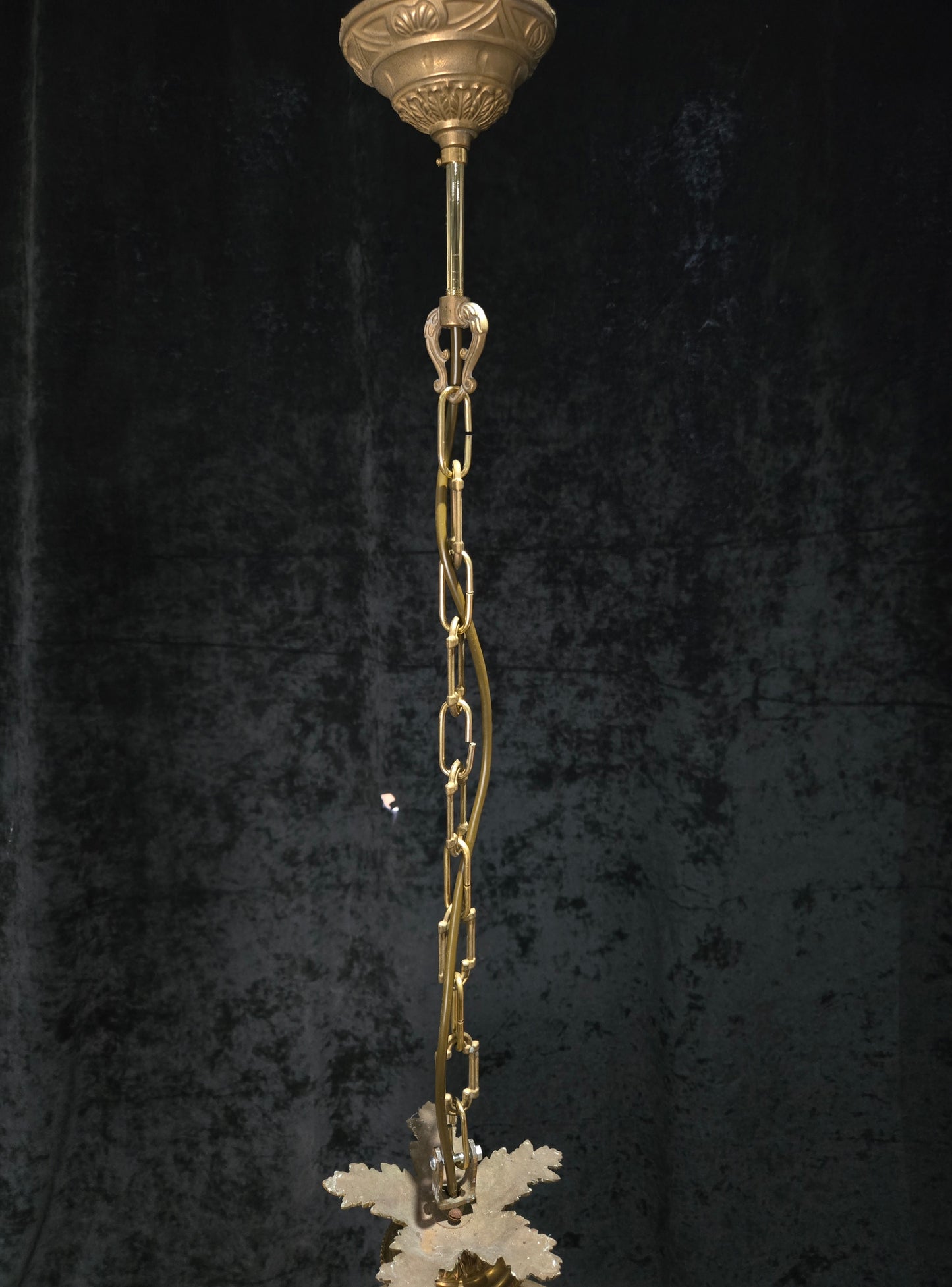 Traditional Antique French 3 Light Brass Bronze Crystal Empire Chandelier