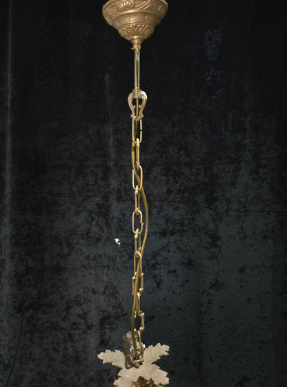 Traditional Antique French 3 Light Brass Bronze Crystal Empire Chandelier