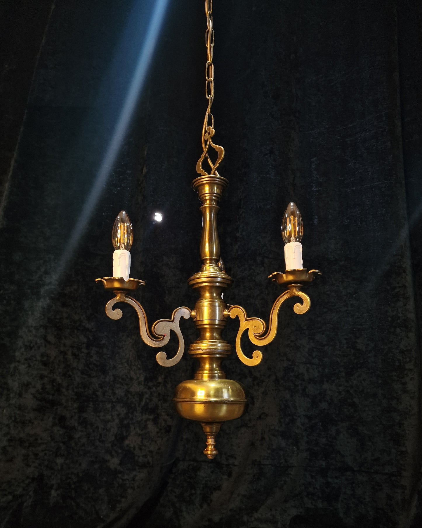 Elegant Vintage Italian 3 Arm Brass Chandelier Ceiling Light