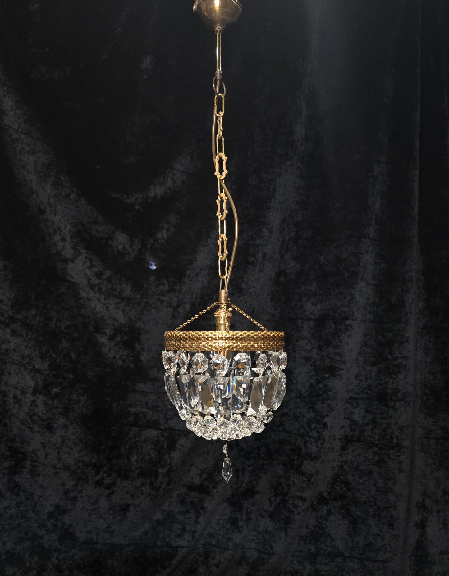 Beautiful Antique French Crystal Half Bag Montgolfiere Chandelier Ceiling Light
