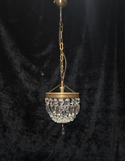 Beautiful Antique French Crystal Half Bag Montgolfiere Chandelier Ceiling Light