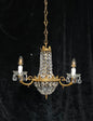 Traditional Vintage French 3 Arm Brass and Crystal Montgolfiere Bag Chandelier