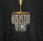 Beautiful Vintage French 2 Tier Waterfall Crystal Brass 1 Light Flush Chandelier