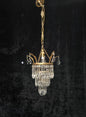 Beautiful Antique French Crystal Waterfall Brass Leaf Chandelier Ceiling Light