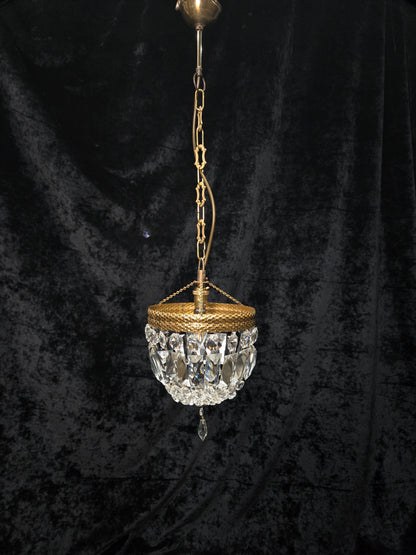 Beautiful Antique French Crystal Half Bag Montgolfiere Chandelier Ceiling Light