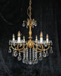 Gorgeous Heavy Vintage Italian 6 Arm Brass Leaf Crystal Chandelier Ceiling Light