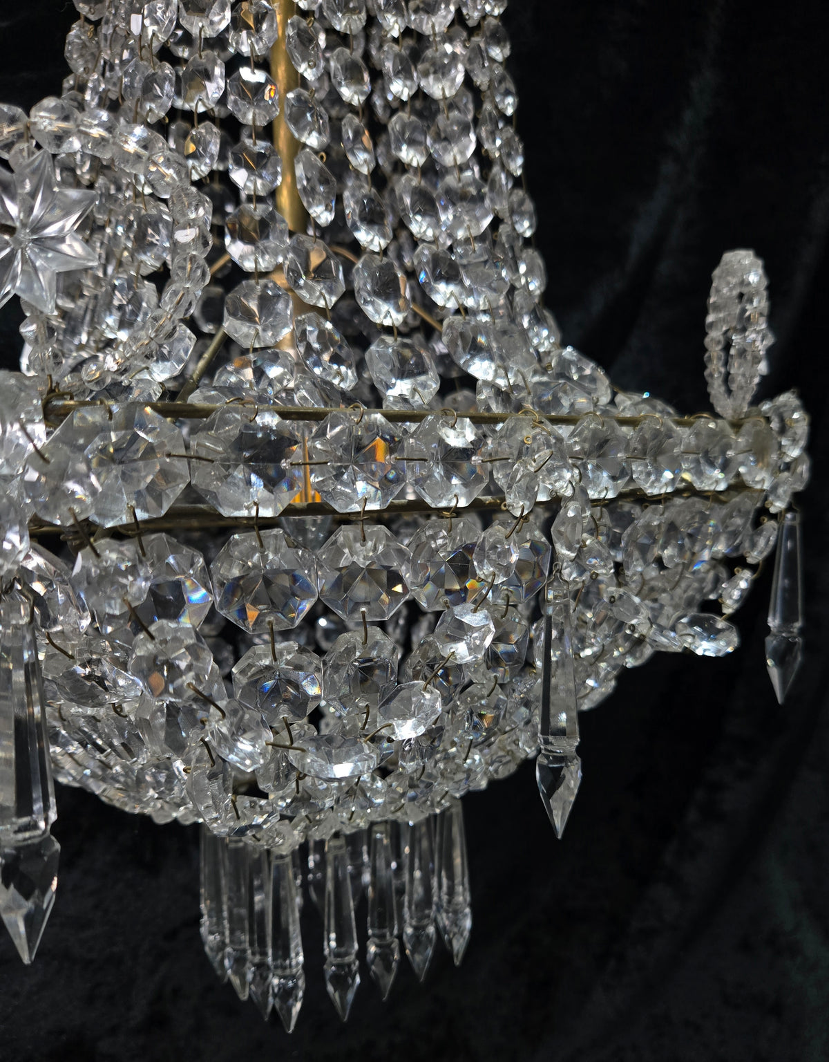 Fabulous Antique French 1 Light Montgolfiere Crystal Chandelier Ceiling Light