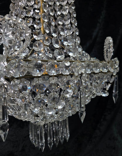 Fabulous Antique French 1 Light Montgolfiere Crystal Chandelier Ceiling Light