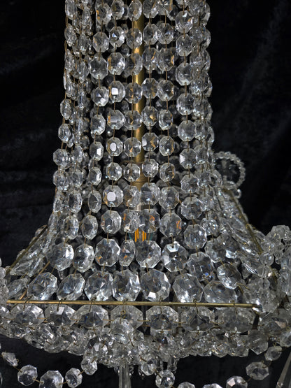 Fabulous Antique French 1 Light Montgolfiere Crystal Chandelier Ceiling Light