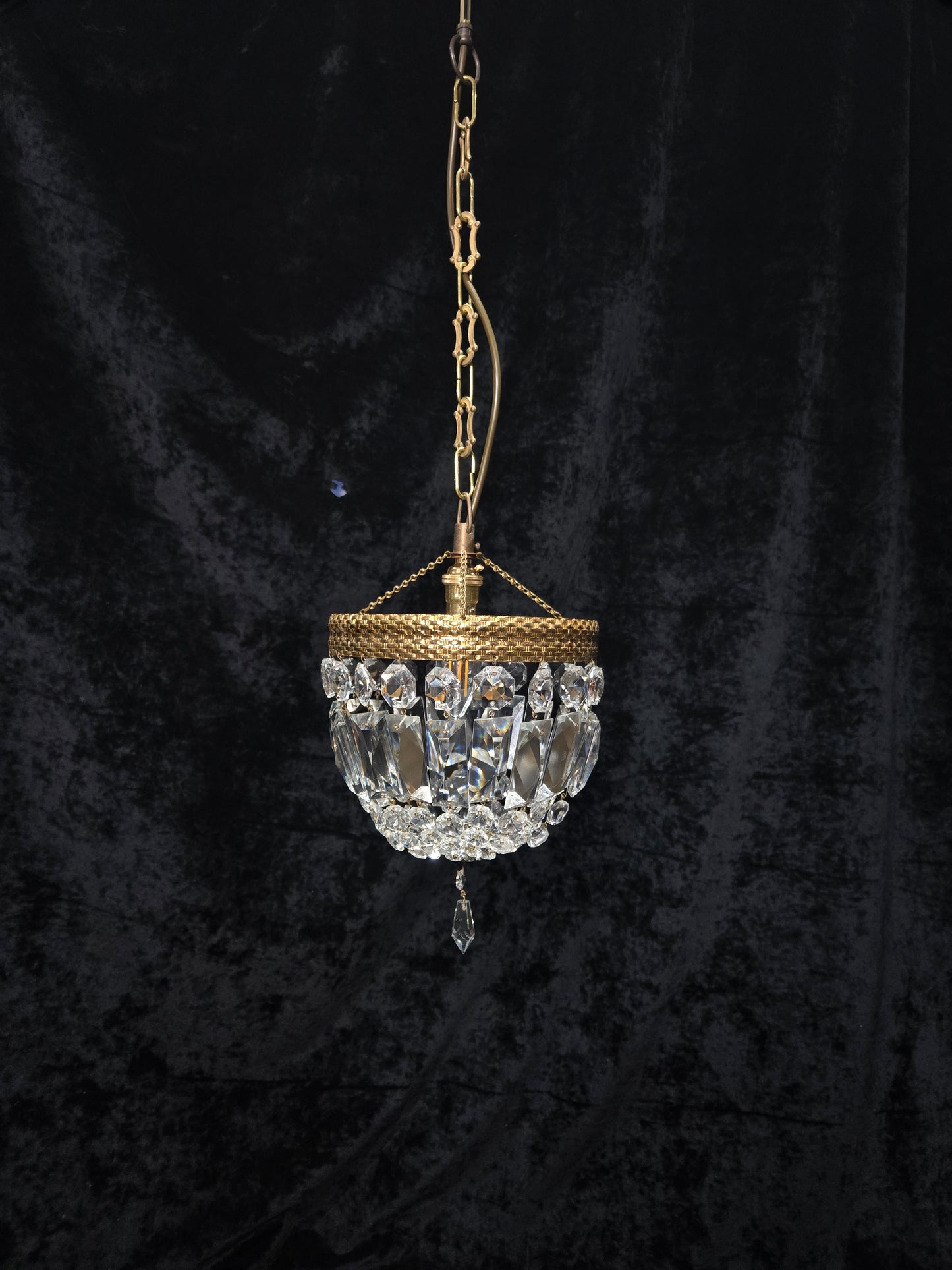 Beautiful Antique French Crystal Half Bag Montgolfiere Chandelier Ceiling Light