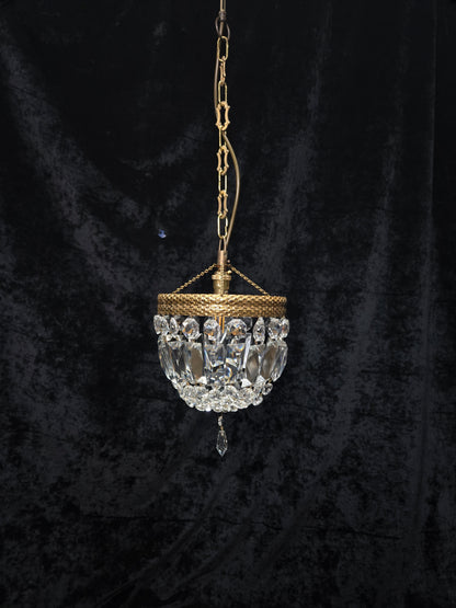 Beautiful Antique French Crystal Half Bag Montgolfiere Chandelier Ceiling Light