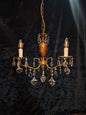 Lovely Vintage Italian 3 Arm Brass Crystal Leaf Chandelier Ceiling Light