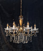 Fabulous Vintage Italian 8 Arm Brass and Crystal Leaf Chandelier Ceiling Light