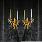 Fabulous Pair Antique French Heavy Gilt Bronze 2 Arm Crystal Candle Wall Lights