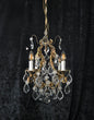 Gorgeous Heavy Antique French 4 Arm Caged Bronze Crystal Chandelier Light