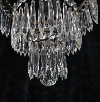 Fabulous Antique French Empire Style Brass Crystal Bows Chandelier Ceiling Light