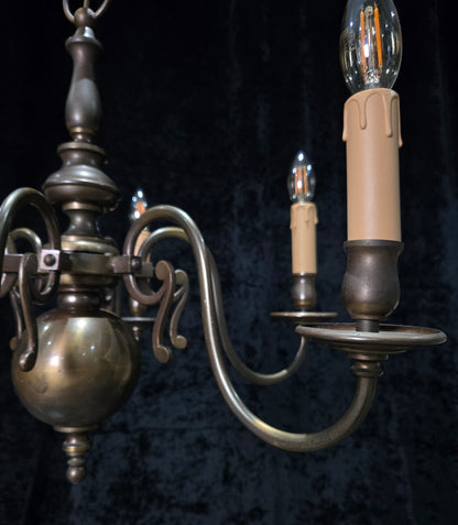 Classical Vintage 6 Arm Brass Flemish Bronze Tone Chandelier Ceiling Light
