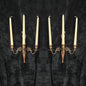 Traditional Pair of Antique 3 Arm Brass Flemish Candle Wall Lights Sconces