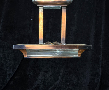 Heavy Antique French Art Deco Henri Petitot Atelier Copper 2 Light Chandelier