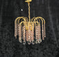 Very Pretty Vintage Italian 1 Light Cascading Pink and Clear Crystal Chandelier (3 for sale)