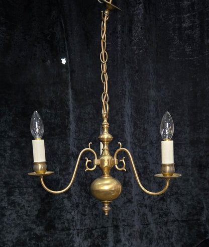 Classical Vintage 3 Arm Brass Flemish Chandelier Ceiling Light